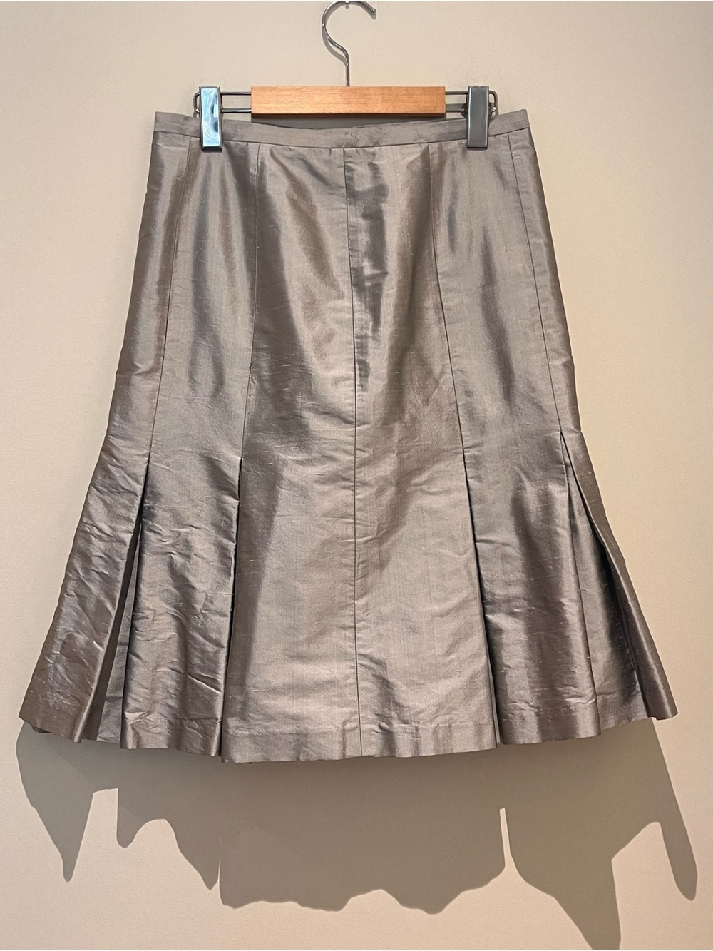 Vintage Tailored 100% Raw Silk Pleated Tulip 90s Y2K Skirt S